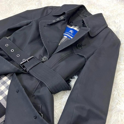 Burberry Blue Label trench coat Woman's Black coat Asian Fit M 38 US Size S - Picture 2 of 10