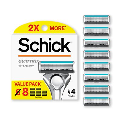 Schick Quattro Titanium Razor Blade Cartridge Refills 8 Count for Men