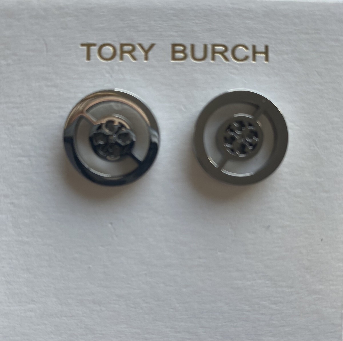 Tory Burch Split circle stud earrings silver New 88331 $98