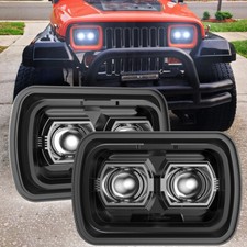 2pcs For Jeep Wrangler Yj 1987-1995 5x7 7x6 Square Led Headlights High Low Beam