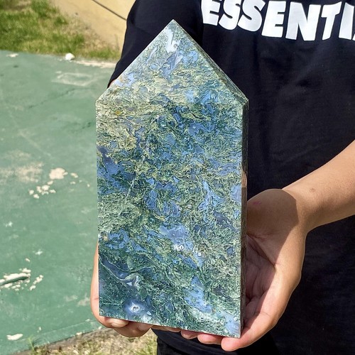 3.47LB Natural water grass agate wide column Obelisk quartz crystal sample colum - 第 8/12 張圖片