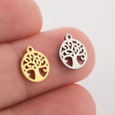 20pcs/set Stainless Steel Charms for Jewelry Making Amulet Tree of