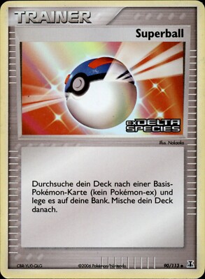 HOLO Pokemon Karte / Trainer SUPERBALL EX Delta Species 90/113    Holo  (ob235)