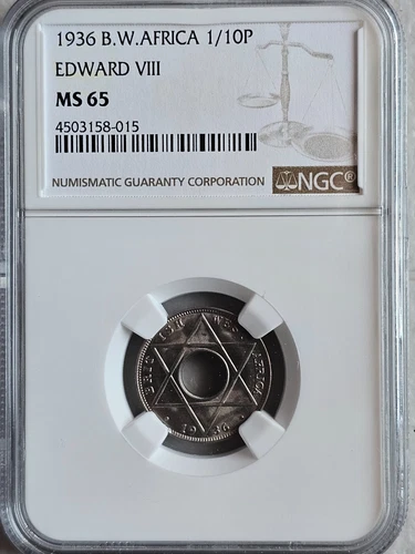 British West Africa 1/10 Penny 1936 Edward VIII NGC MS 65