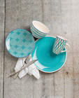 Simpatico 16 Piece Stoneware Dinnerware Set in Turquoise