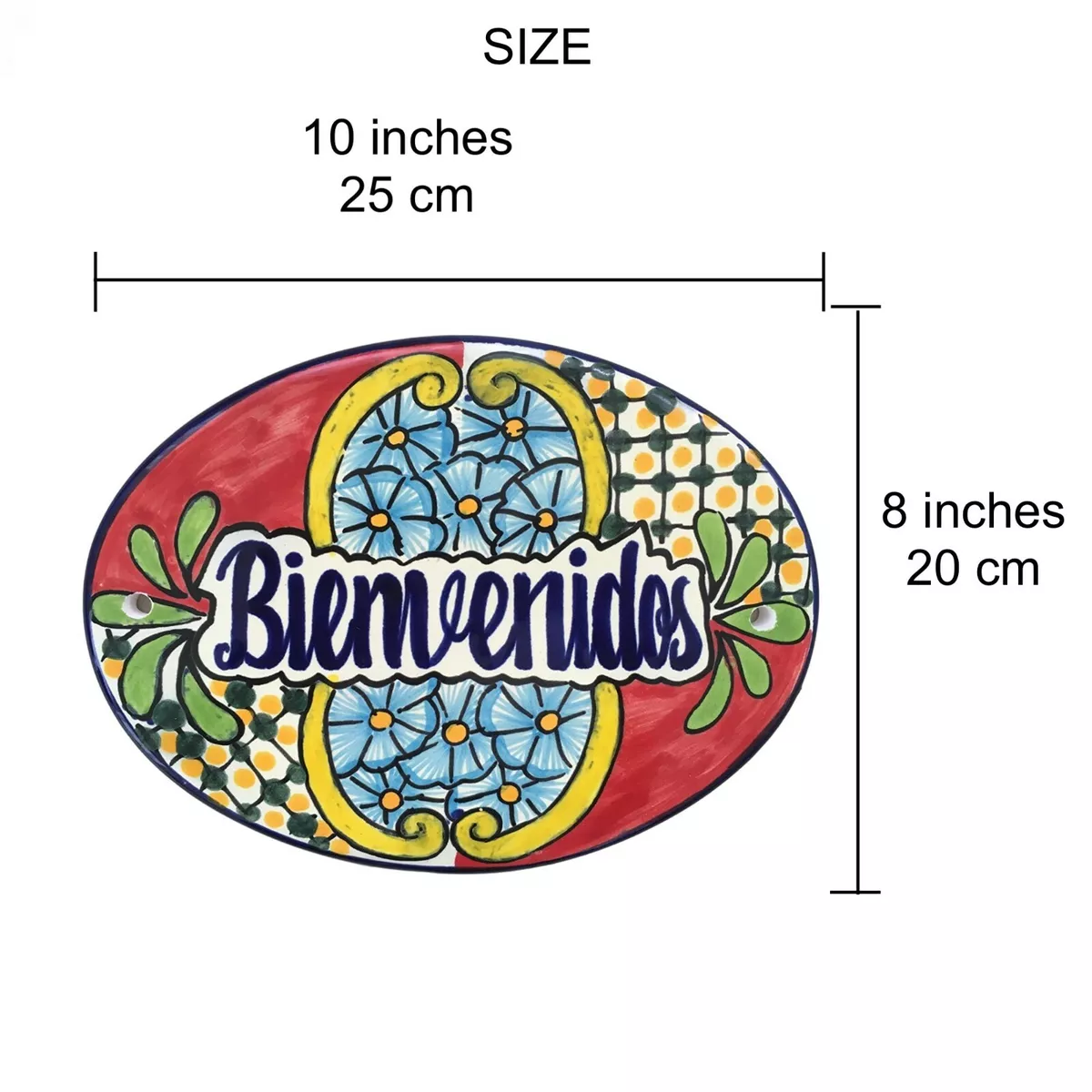 Talavera Welcome Bienvenidos Sign - Hand Painted Wall Decor