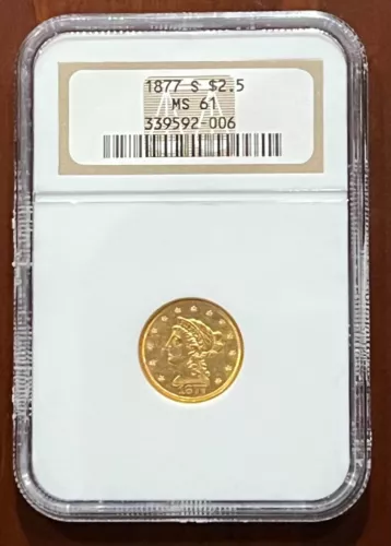 1877 S United States $2.5 Gold Quarter Eagle Coin NGC MS 61