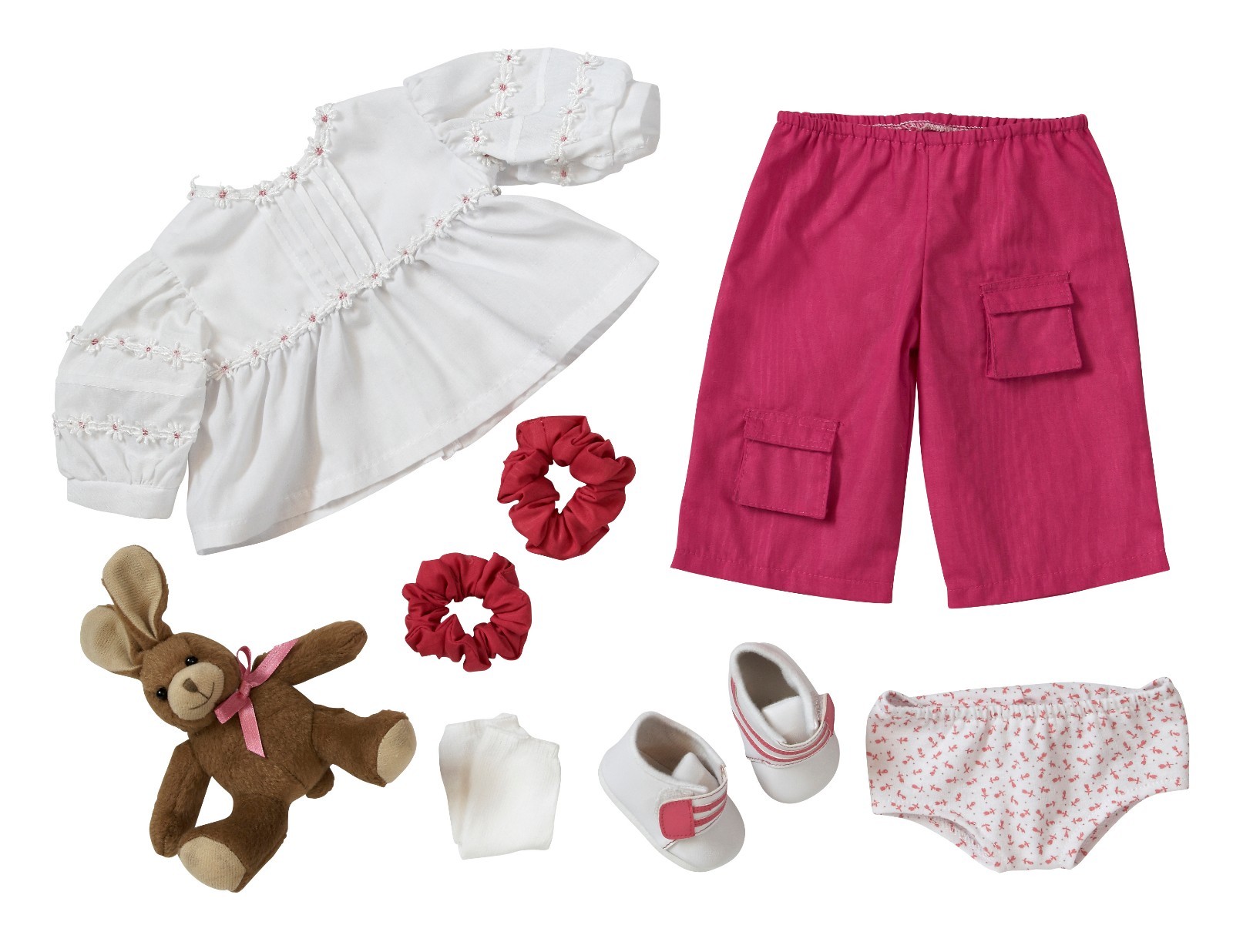 Daisy Trim Set with Bunny | Fits Most 15" Baby Dolls | 15 Inch Doll Clothes