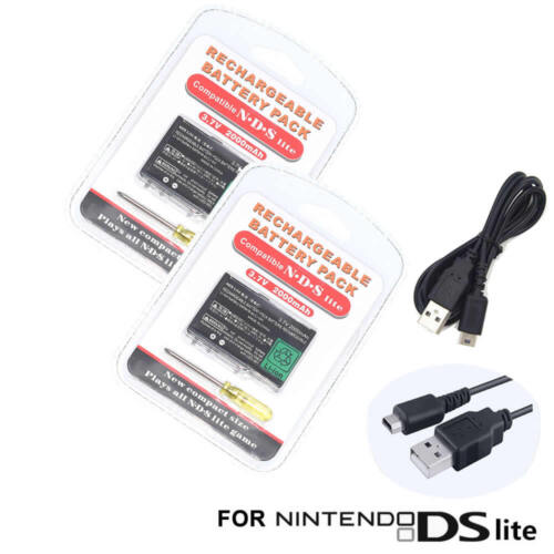 2 Battery for Nintendo DS Lite DSL NDSL USG-003 +USB Charger Charging Cable Cord - Bild 1 von 11