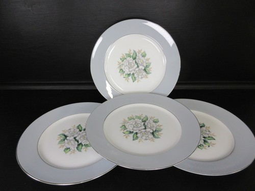 Sheraton Dinner Plates Harmony House China Sears Platinum Trim Magnolia flower 4 - Picture 2 of 6