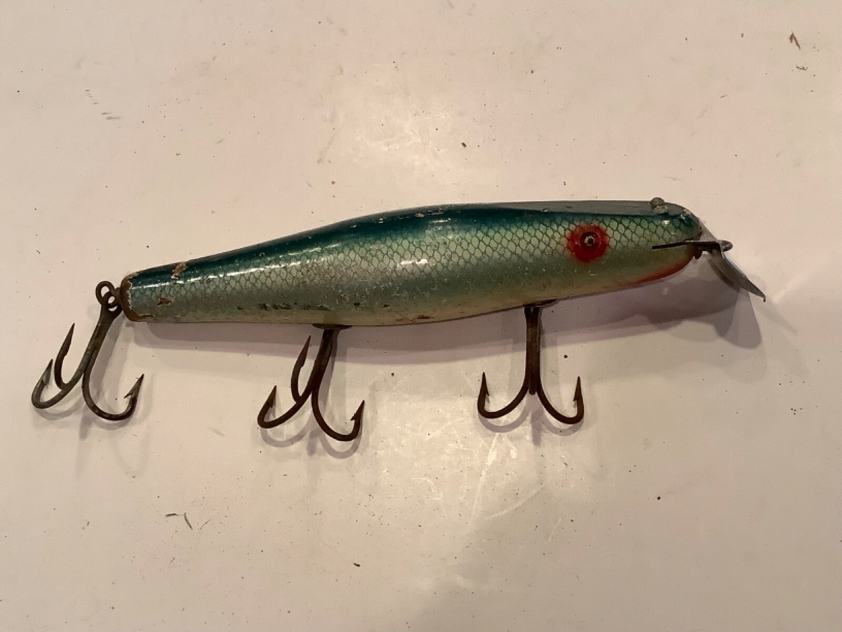 中古 back number『then』『fish』 VINTAGE CREEK CHUB SALT SURFSTER 7400 WOOD FISHING LURE Glass Eyes