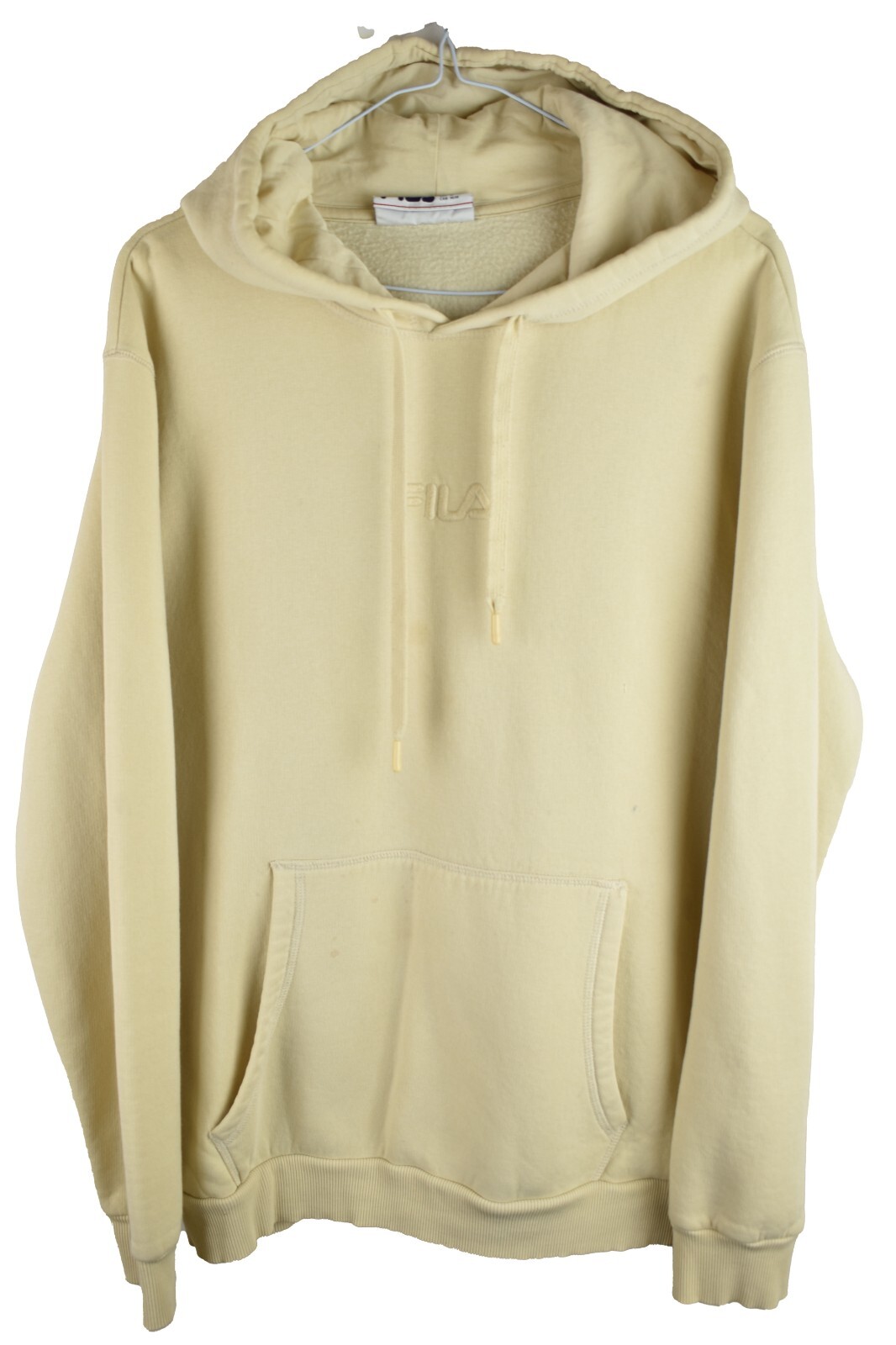 Felpa con cappuccio uomo Fila beige Spell Out taglia M misto cotone coulisse