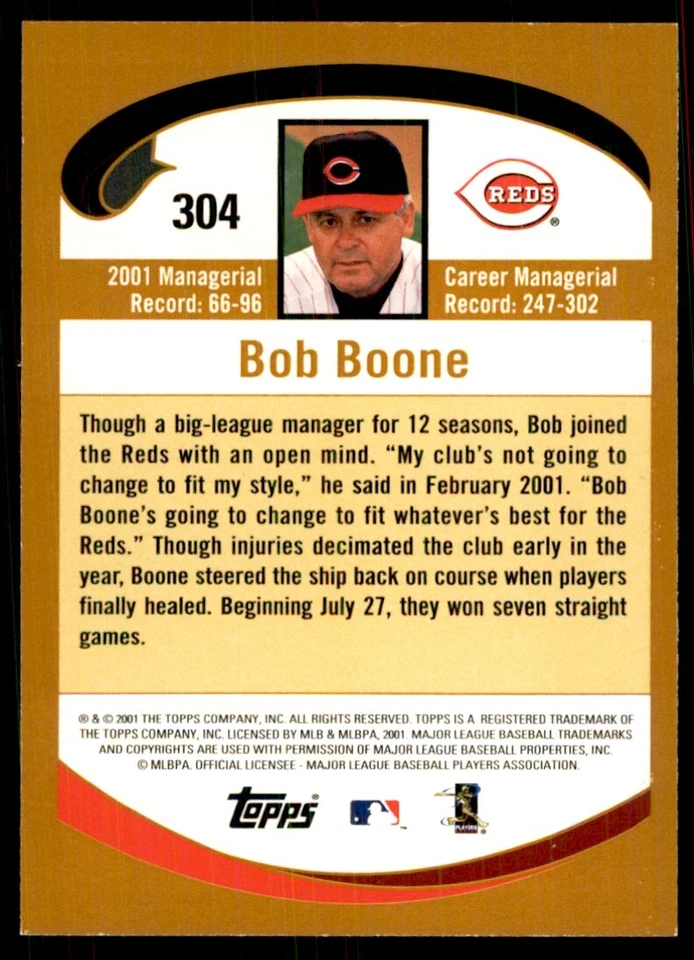 2002 Topps Bob Boone Baseball Cards #304 - Image 2 of 2
