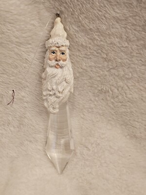 Vintage Santa Christmas Ornament Lucite Prism Icicle Old World Santa 6''