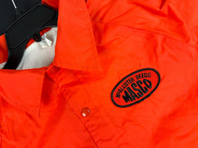 McAllister Seeds MASCO Jacket Sewn Patch ~ Orange ~ Adult XL ~ USA Harvest Vtg