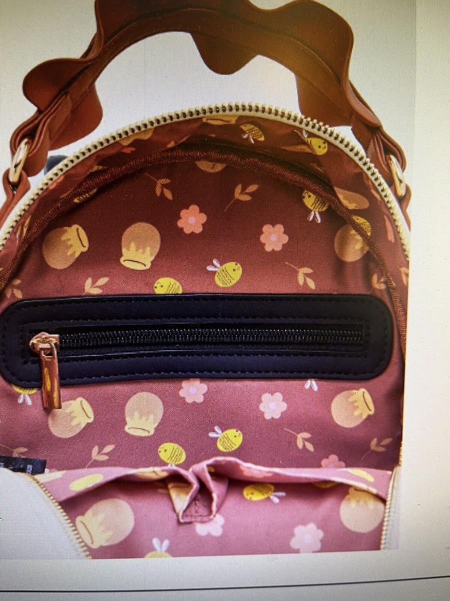 Disney Winnie the Pooh Our Universe Mini Backpack Floral Plaid Pink Black s-l400.jpg main image 4