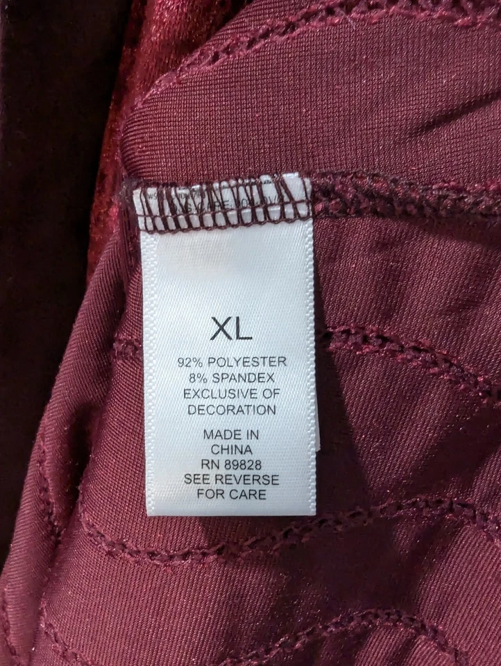 LOGO Lori Goldstein Lavish Womens 2X Oxblood Textured Velvet Duster Cardigan - Image 4 of 4