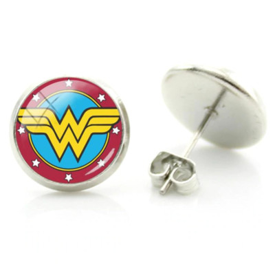 Wonder Woman Superhero Logo DC Comics Earrings + Free Gift Bag