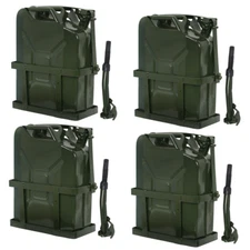 4PCS 5 Gallons Jerry Can 20L Gas Gasoline Metal Steel Tank Army Backup w/Holder