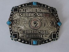 New Cole Gordon Memorial 2023 Swine Show Champion Duroc Silver Belt Buckle