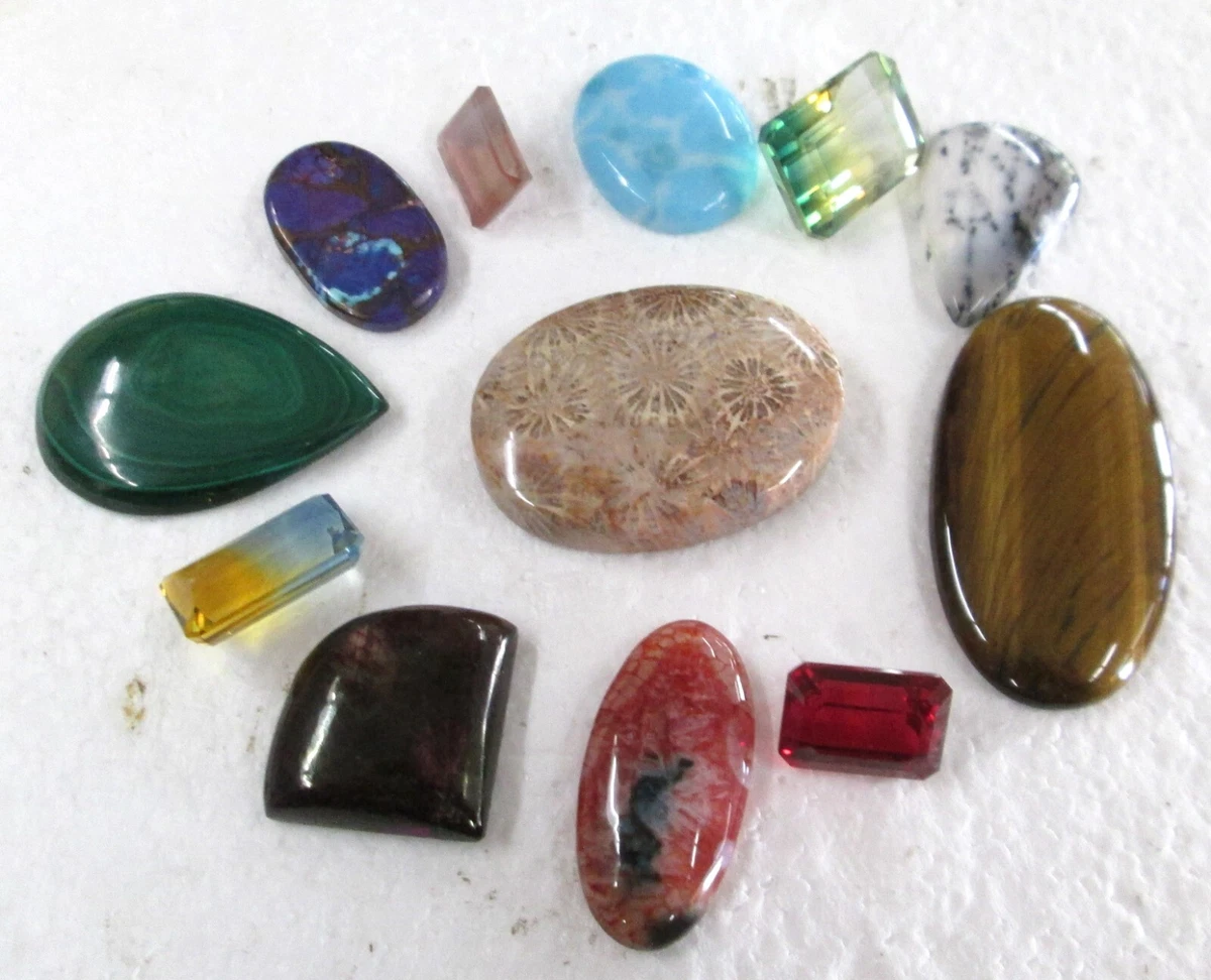 12 Misc Gem Stones Various Sizes, shapes & Colors