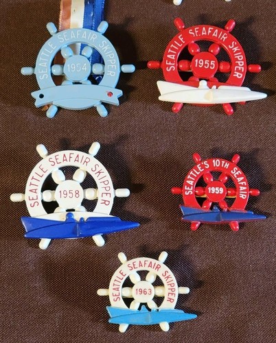 10 Seattle Seafair 50,51,54,55,58,59,63,70 Skipper Pins Hydroplane Pirate - Picture 4 of 9