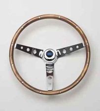 1949-95 Ford Blue Oval 13.5 Wood Chrome Steering Wheel Mustang Bronco F100 New