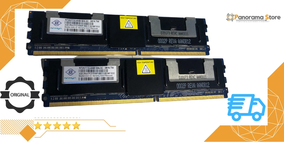 Nanya NT2G72U4NB1BN-3C 4GB 2GB 2Rx4 PC2-5300 DDR2 ECC  RAM MEMORY UK SELLER  - Image 2 of 2