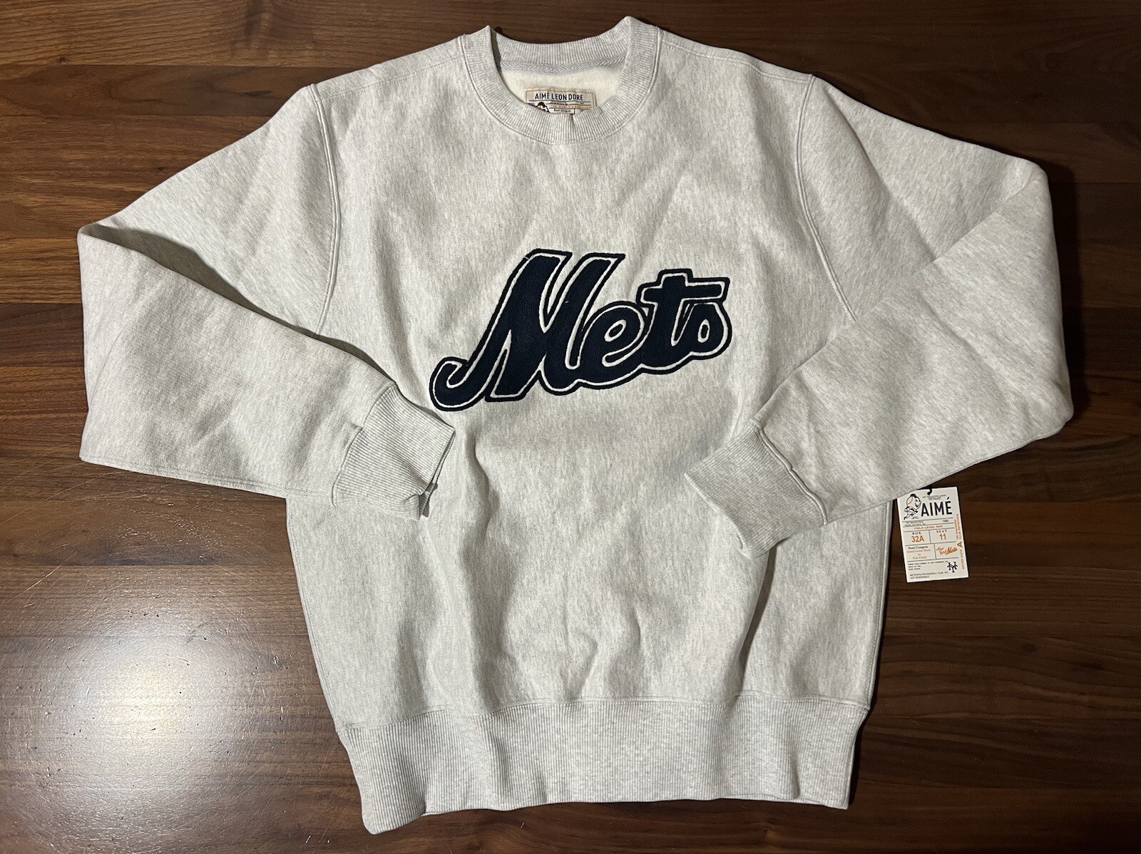 Aime Leon Dore ALD New York Mets Chainstitch Logo Crewneck Sweatshirt Size Small