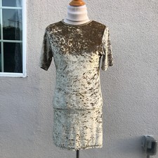 Gold velvet t shirt dress