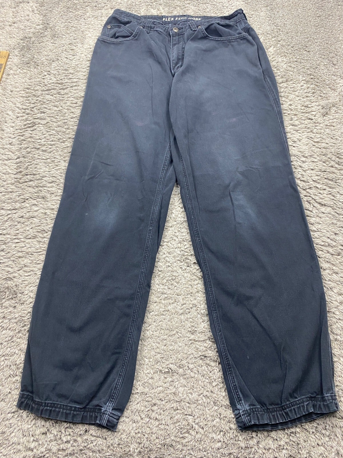 Duluth Pants Men 32x34 Black Canvas Flex Fire Hose Ripstop Utility Hiking Work