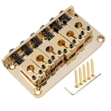 Musiclily Pro Gold 52.5mm Saddle Hardtail Fixed Bridge For Strat Tele Guitar