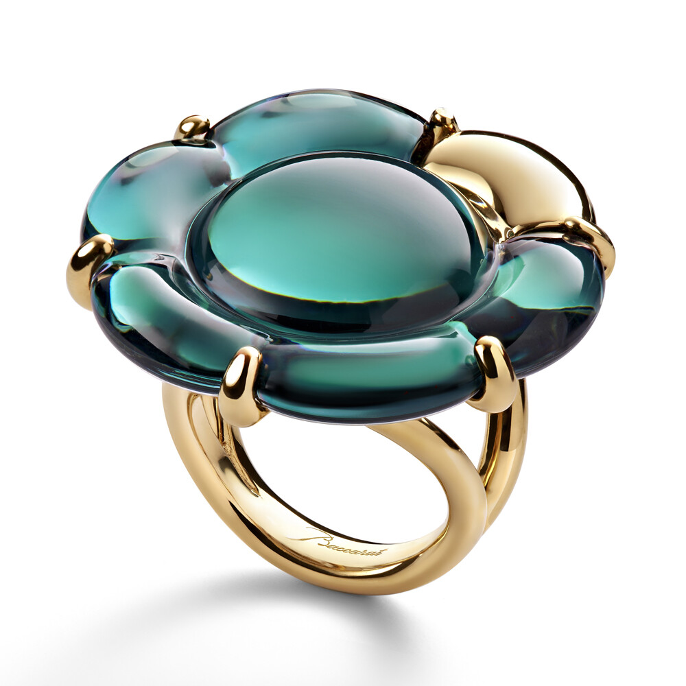 Baccarat Women's B Flower Vermeil Green Crystal Ring 2807623