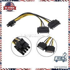 Dual SATA to PCI-E Power Cable 15Pin SATA to 8 pin Video Card Power Wire