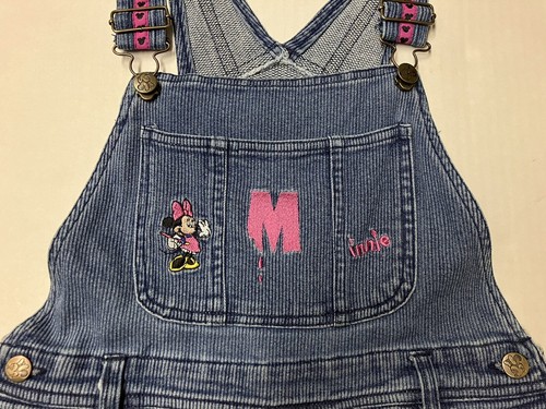 Vtg Disney Minnie Mouse Corduroy Girls Overalls Size 14 29 x 27 Mickey For Kids - Picture 3 of 12