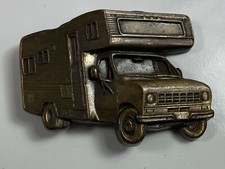 VTG Truck Camper Camping RV Brass motor home Belt Buckle vintage
