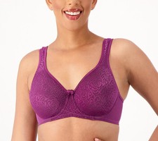 Breezies Wild Rose Lace Seamless Underwire Support Bra Bordeaux 36 C A260366