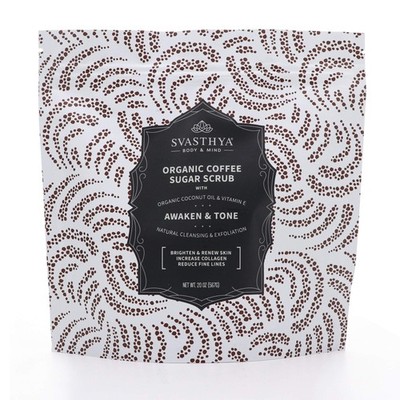 SVASTHYA BODY & MIND Organic Coffee Sugar Scrub - Awaken, Tone, 20 oz