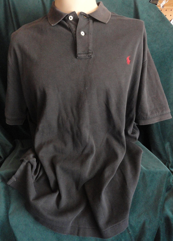 Vintage Soft Black Knit POLO by RALPH LAUREN made in Northern Mariana Islands XL