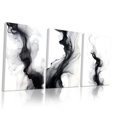 Black White Abstract Wall Art Decor Set of 3 Modern Wall Art Minimalist Canvas
