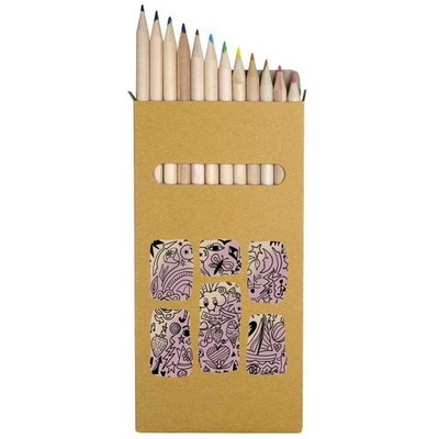 12 x 'Doodle Patterns' lang 178 mm Buntstifte / Bleistift Set (PE00077961)
