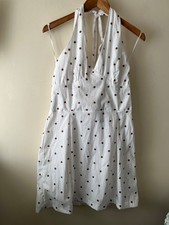 PLT Dress Size 12 New White Halter Polka Dot Shift Summer Holiday
