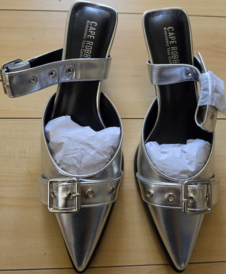 Cape Robbin Silver Women s US 9 Pointed Toe Slingback Stiletto Buckle