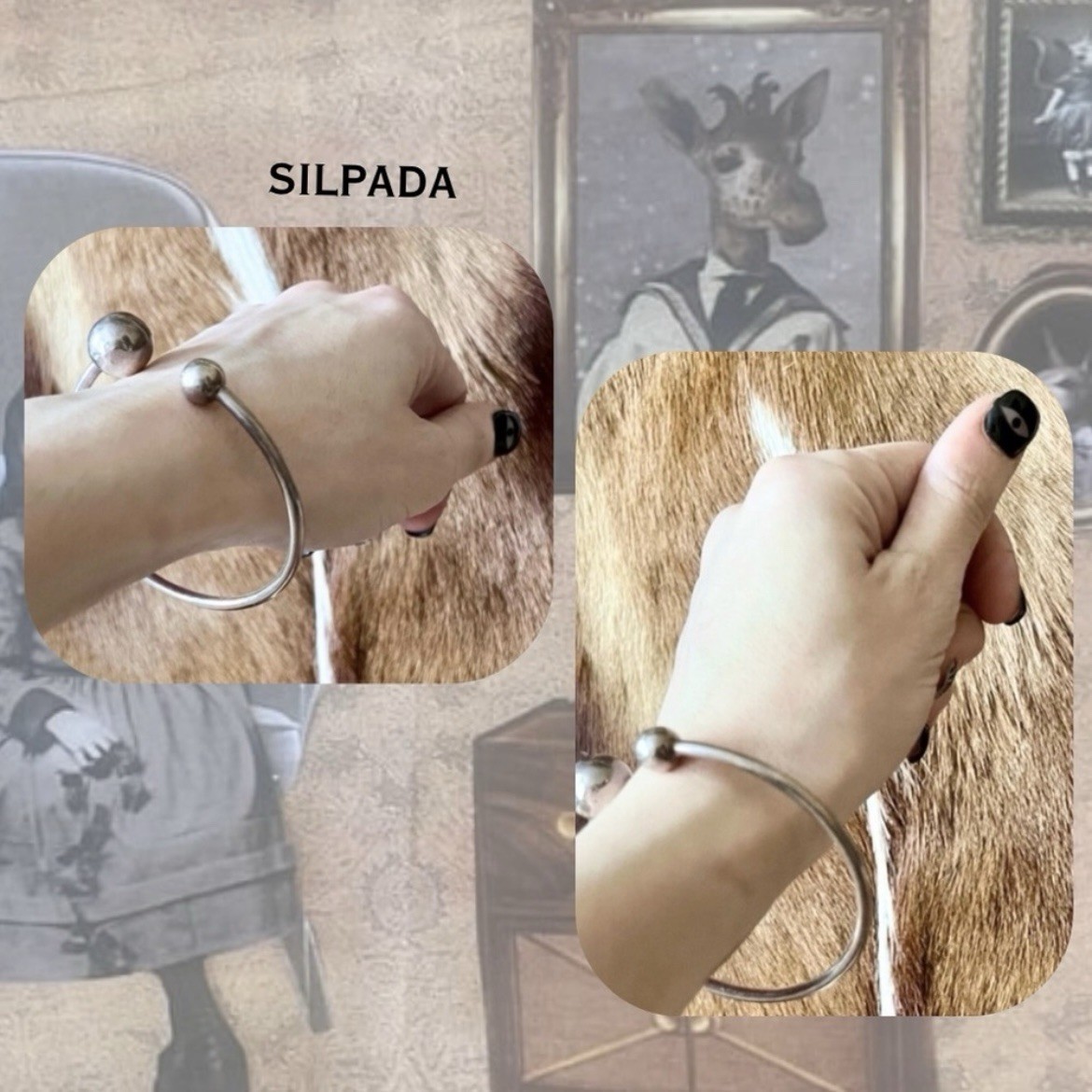 Silpada Silver Tone Adjustable Cuff Bracelet with… - image 2