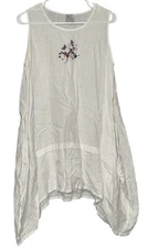 Match Point 100% Linen Dress Women’s M Tunic Lagenlook Gauzy USA Made White