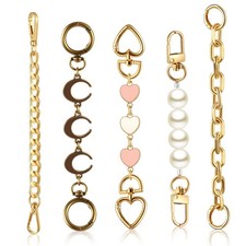 5 Pcs Bag Extender Chain Purse Strap Extender Gold Metal Bag Replacement Chai...