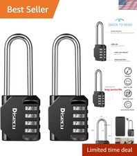2 Pack 4-Digit Waterproof Long Shackle Combination Lock for Indoor Outdoor Use