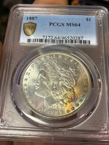 1887 P MS64 Morgan Silver Dollar Truview Sunset Obv Toning Nice Strike Luster