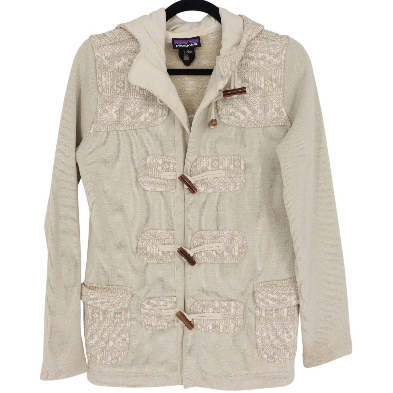 Patagonia Better Sweater Icelandic Jacket Size S Ivory Coat Hooded Toggle Button