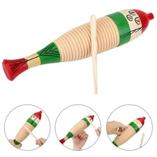 Wooden Colorful Fish Shaped Guiro Musical Percussion Children Kids Toy 